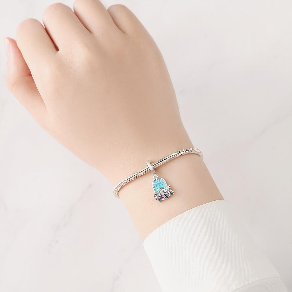 Authentic Copper Metal Metal Colorful Garden Window Bead Components Pendant Bead Component Compatible With Authentic Original Bracelet High Quality