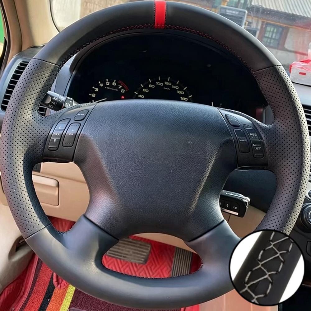 Car Accessories Hand-stitched Black Microfiber Leather 2003-2007 Odyssey 2005-2010 Steering Wheel Cover For Honda Accord 7