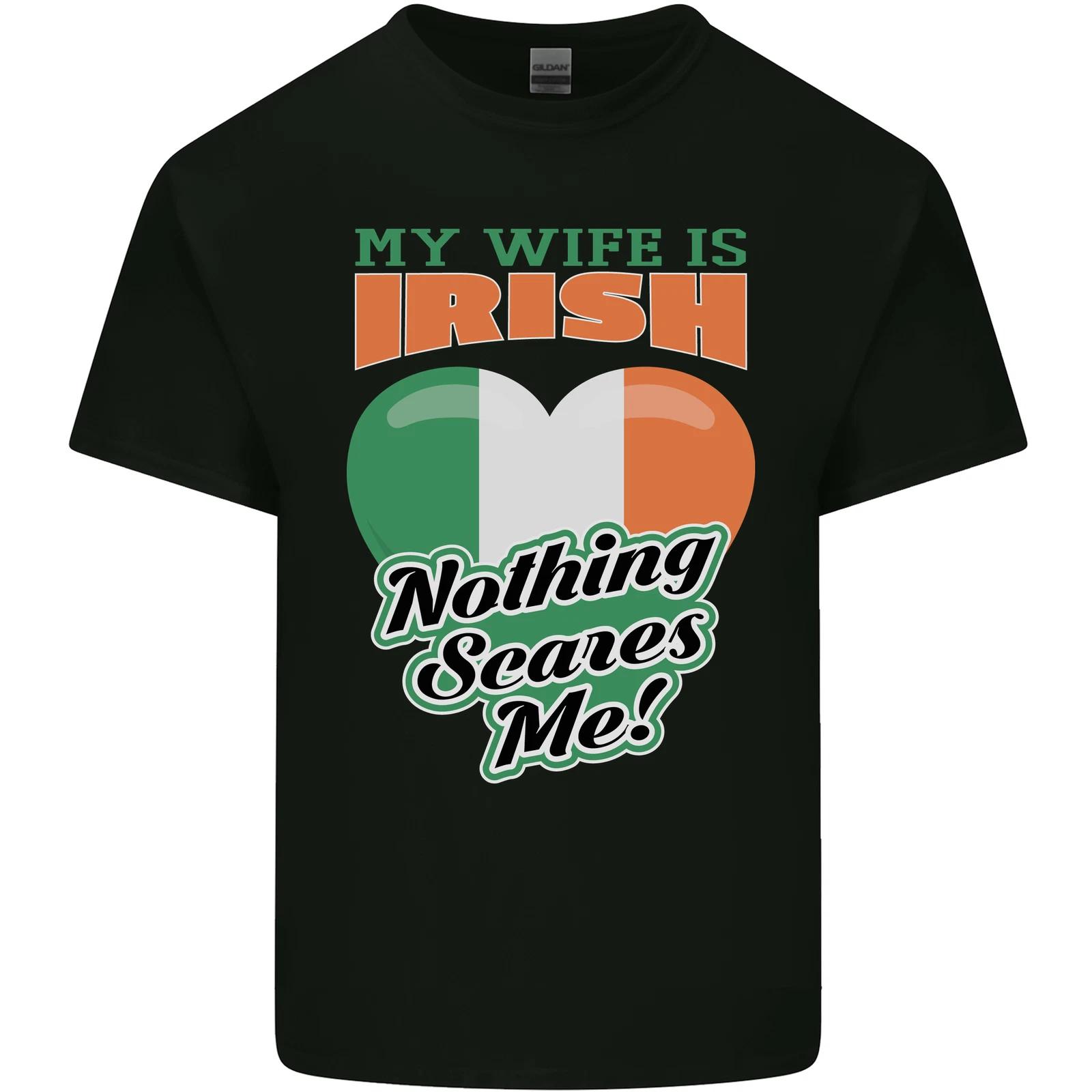 My Wife is Irish Nothing Scares Me Ireland Kids T-Shirt Childrens 4XL