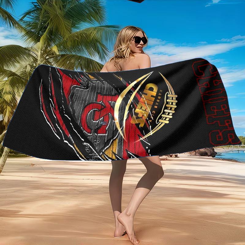 Kansas Chiefs Logo Beach Towel, Quick-drying, Easy to Care for, Suitable for Both Fitness and Beach Vacations,Sports Essential