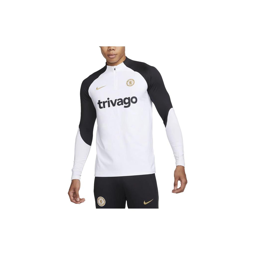 Nike Dri-FIT Fußball Trainingsshirt Buchstabenaufdruck Rundhalsausschnitt Langarm T-Shirt Herren Tops Weiß DX3100-101