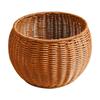 Tea-Brown Woven Organizer Tabletop Round Belly-Shaped Basket Rustic