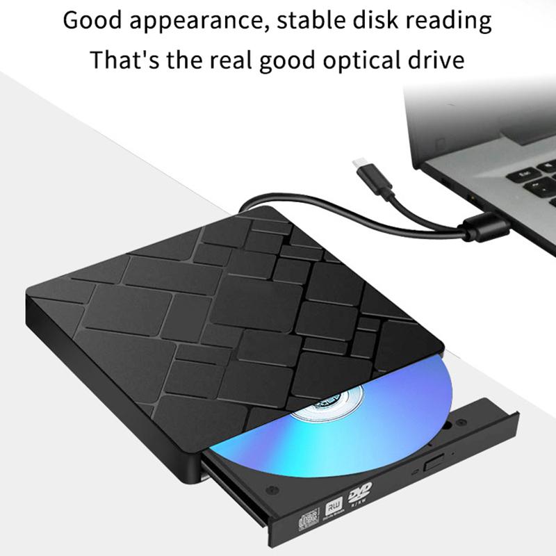 Typec+USB 3.0 Externes Blu-Ray-Laufwerk CD24X High-Speed-Laufwerk Werkzeuge Und Brennschreiber-Adapter DVD CD Extern Multifunktion A3Y9