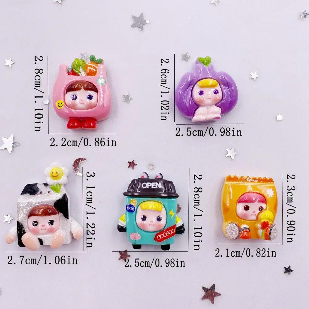 10PCS Resin Colorful Cartoon Milk Trash Can Vegetable Bag Flat Back Stone Figurines Scrapbook DIY Bow Decor Accessories