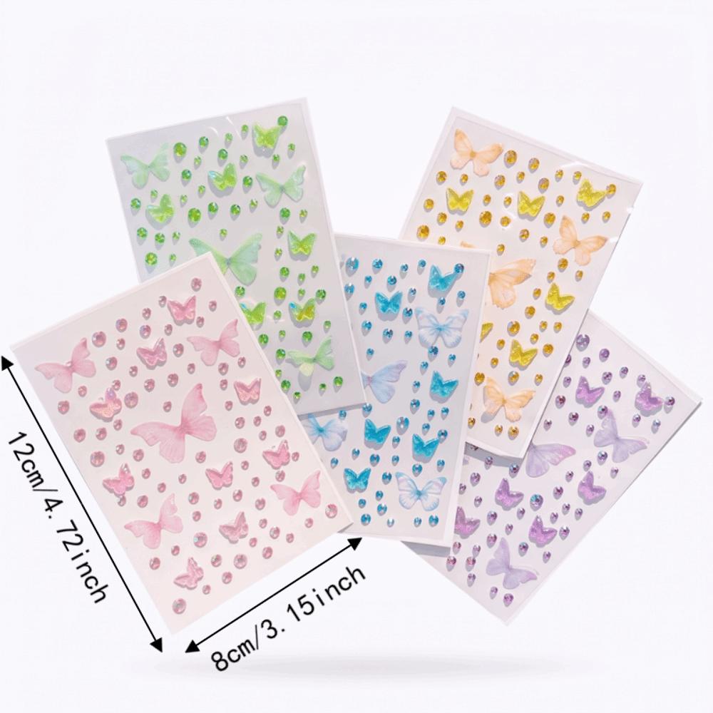 Resin Rhinestone Face Stickers Self-adhesive Butterfly Decals DIY Decoration