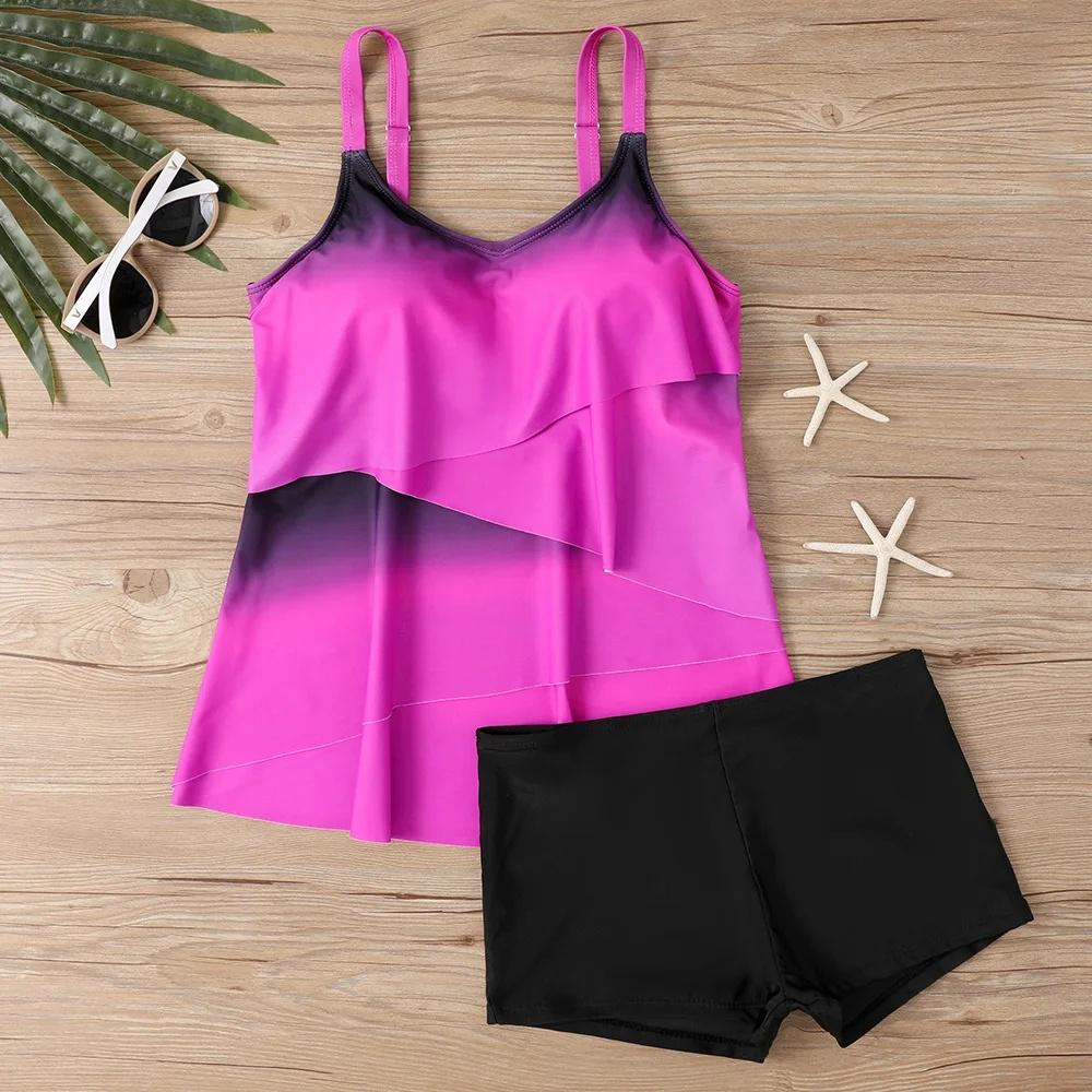 Women High Waist Tankini Summer New Design Printing Swimwear Swimsuit Bikini Bathing Suit Two Piece Set Beach Weart XS-8XL