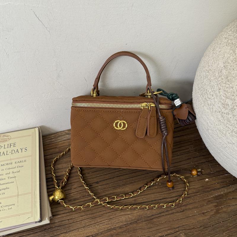 Damen 2025 Trendige Handtasche mit Rautenmuster und Kette - Vielseitige Box-Tasche zum Tragen über der Schulter oder als Crossbody