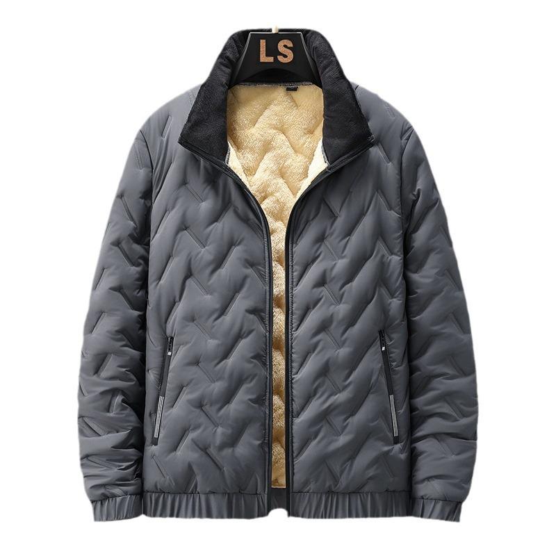 Men's Thick Winter Fleece Cotton Jacket - Large, Loose Fit