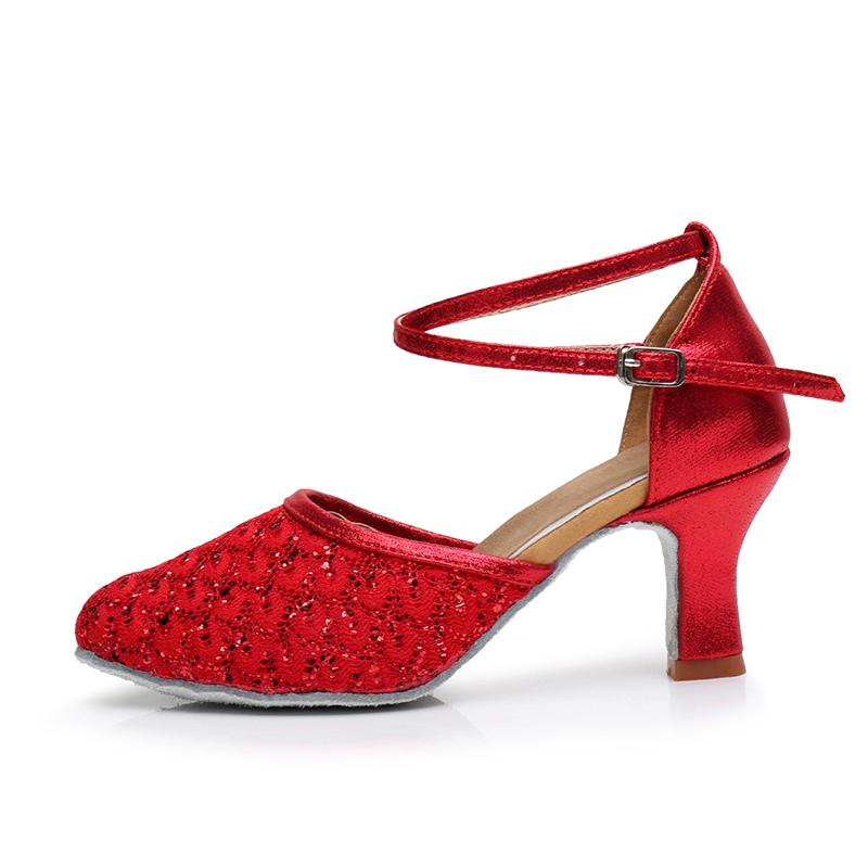 

Женские танцевальные туфли для бальных танцев, латиноамериканского танго, чачи, вальса, туфли для танцев с закрытым носком, высота каблука 5 см 39 красный