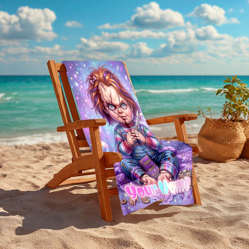 1PC Custom Name "Chucky's Bubble Adventure" Beach Towel Highly Absorbent And Sand-Resistant Towel for Swimming, Pool, Yoga, And Travel Lightweight