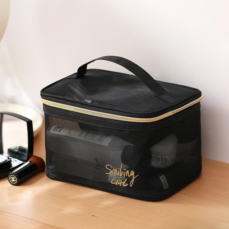 Große transparente Netz-Kosmetik- und Toilettenartikel-Tasche - Reiseaufbewahrung