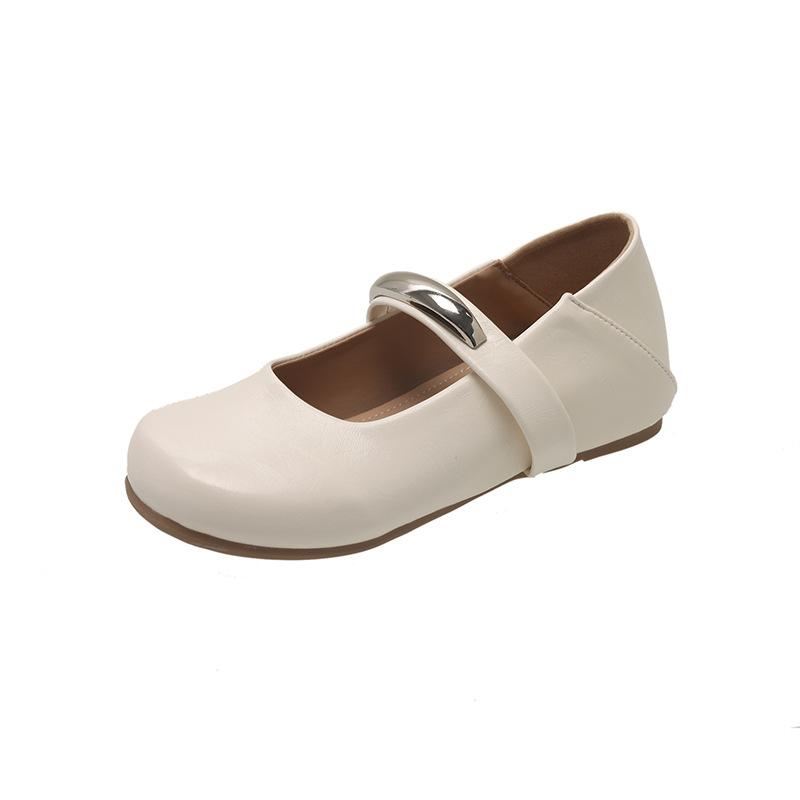 Silver retro French flat-bottomed light-mouth single shoes women's summer 2025 new models with skirts versatile soft-soled Mary Jane shoes