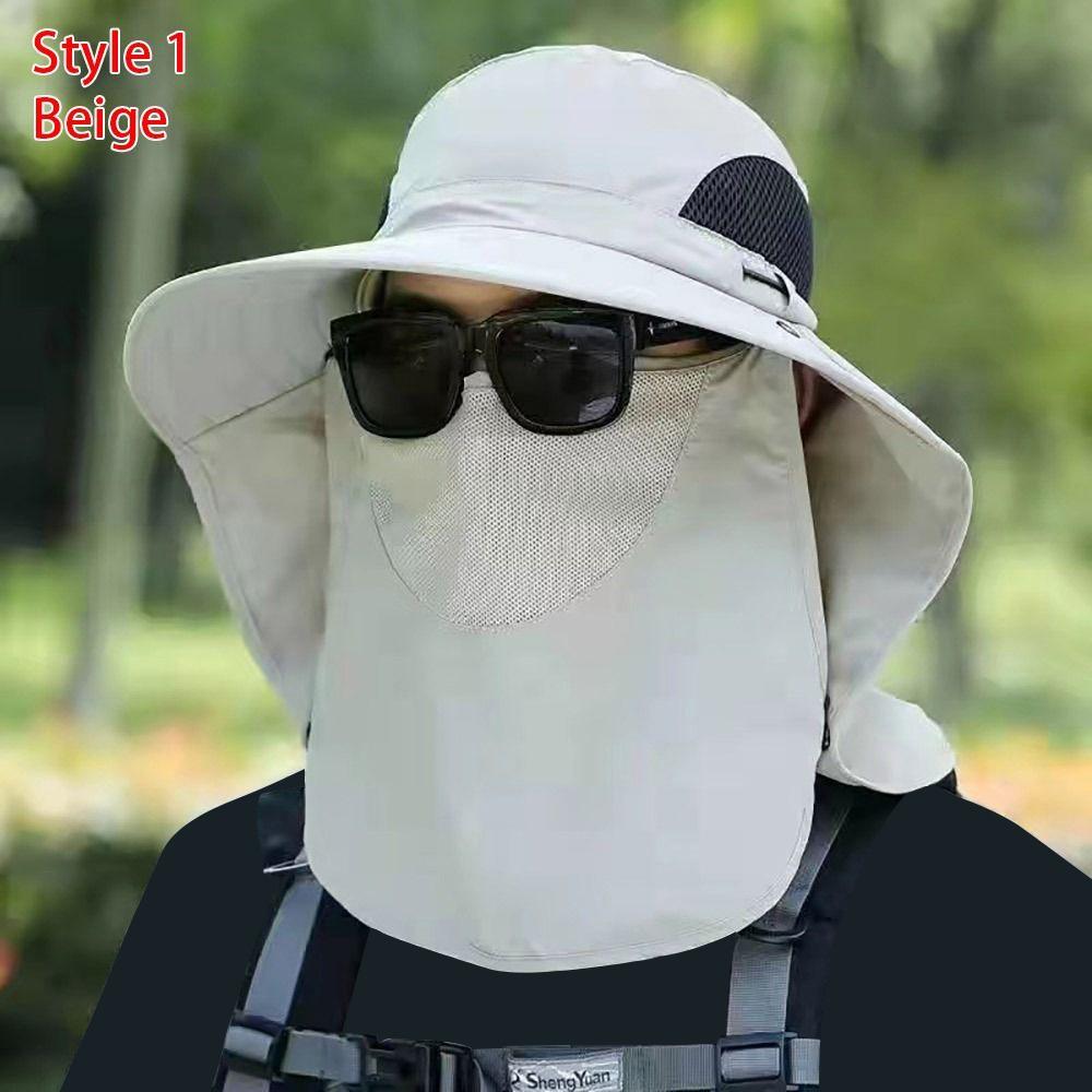 1Pcs Full Face Cover Fishing Hat Sun Cap Summer Hat Outdoor Anti UV Hiking Hat Women Men