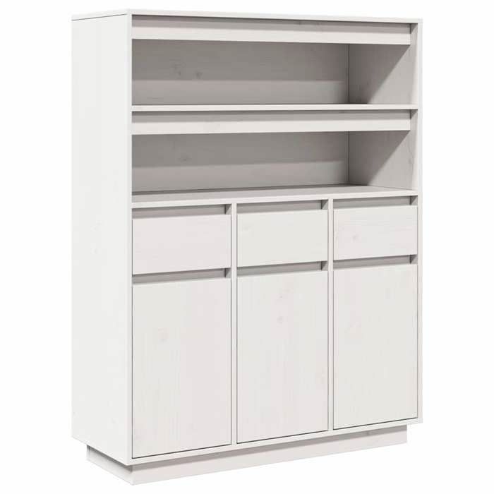 VidaXL Highboard White 89x34x116.5 Cm Solid Pine Wood, Sideboard, High Storage Cabinet, High Wooden Cabinet, 861112