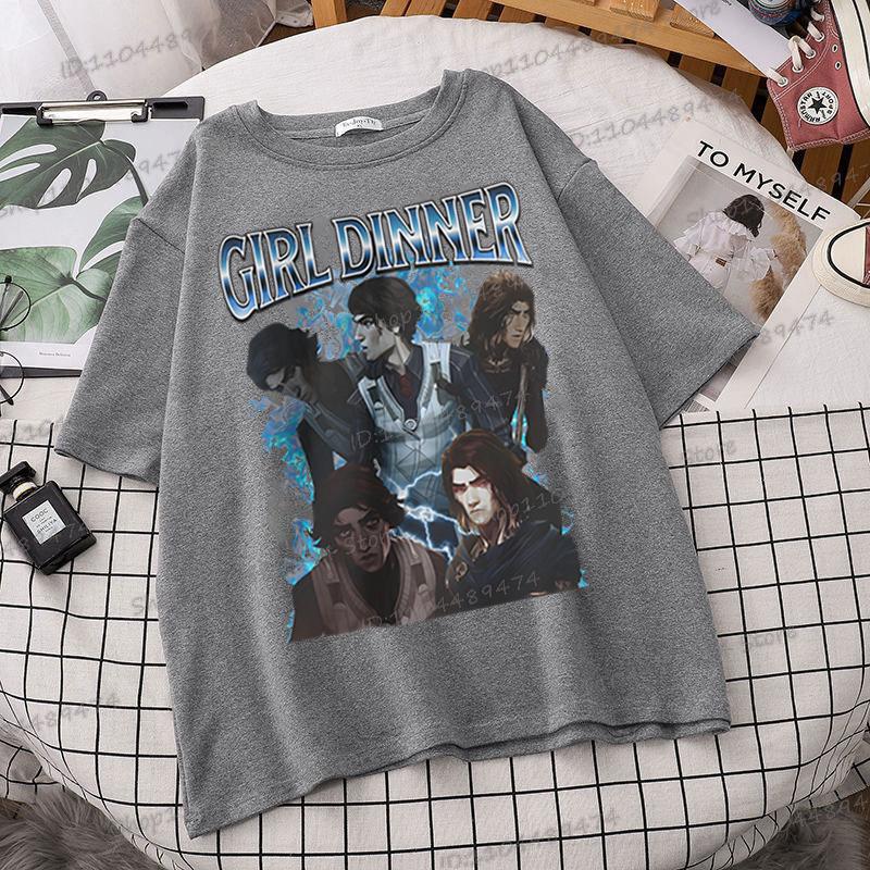 Viktor Arcane Girl Dinner T-shirt League of Legends Classic Street Style Top Clothing Women/Men Lol Fan Gift Anime Apparel Shirt