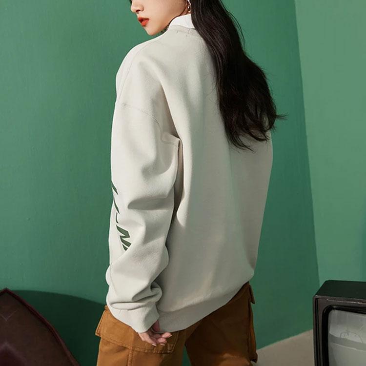 Li Ning Sports Trend Series Logo Fleece Warm Loose Pullover Sweatshirt Unisex sweatshirt Gray AWDR853-8