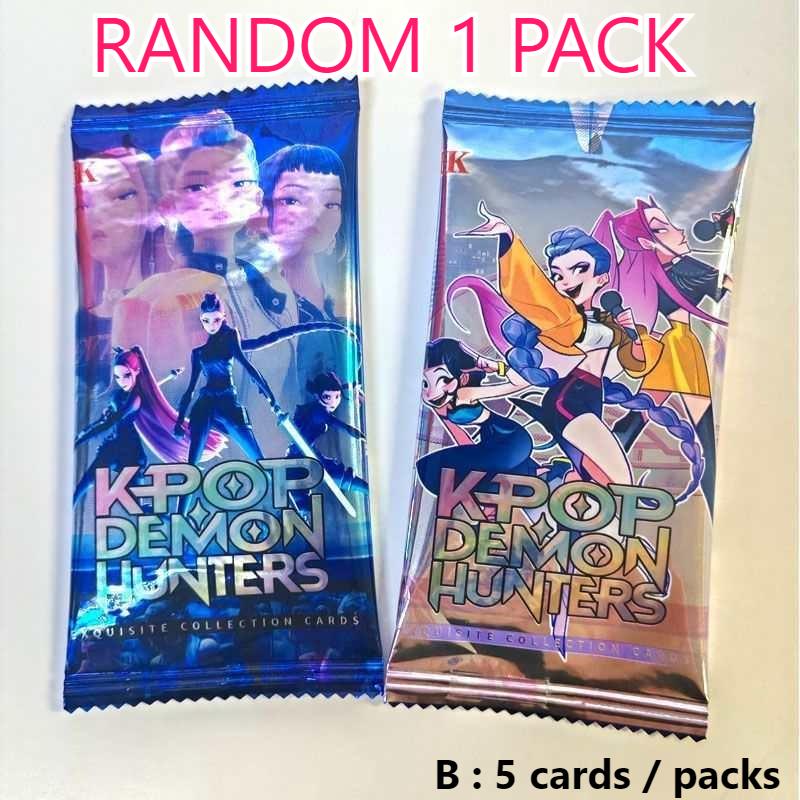 5 Pcs/Pack K-POP Demon Hunters Anime Cards English Version Kids' Collectible Cards Anime Cartoon Peripheral Fan Collection Cards