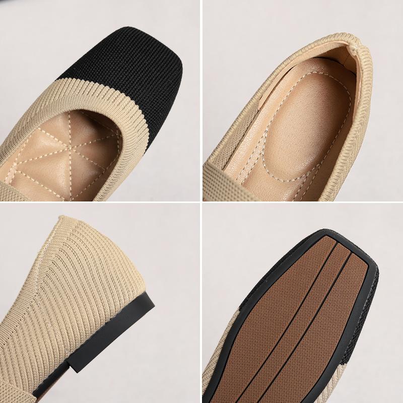 Women's Square Toe Mary Jane Flats Casual Ballet Shoes Walking Shoes with Adjustable Strap Slip On Comfortable Work Flats Soft Dressy Shoes for Women