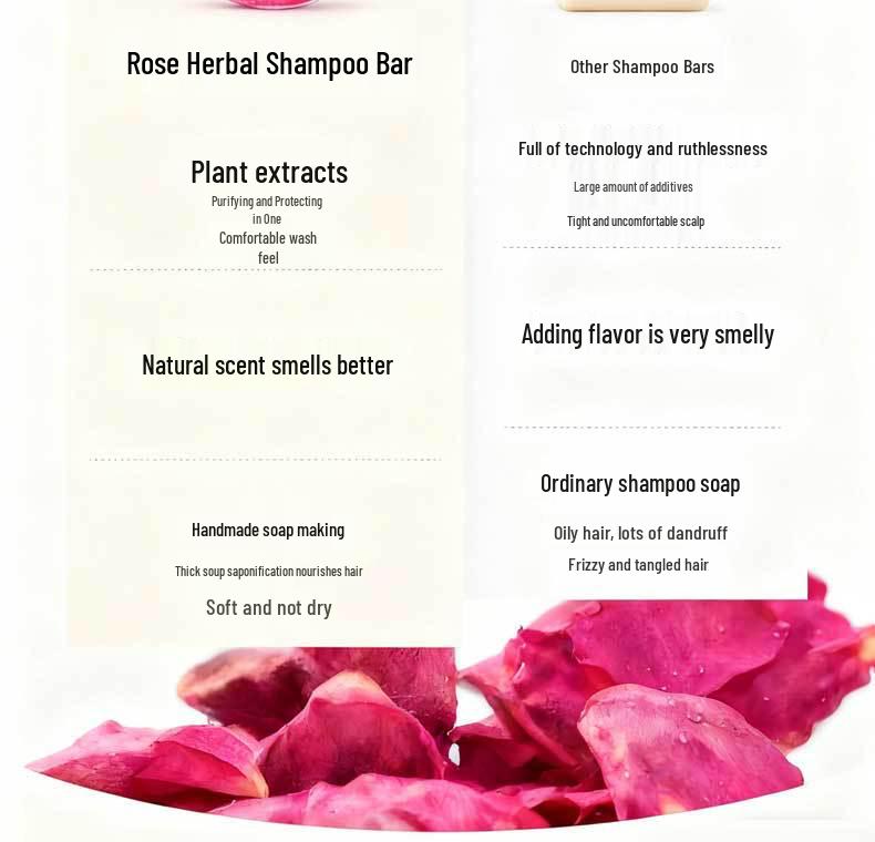 Cedarwood & Rose Essential Oil Shampoo Bar - Deep Cleansing Handmade Soap with Camellia & Soapberry Herbs