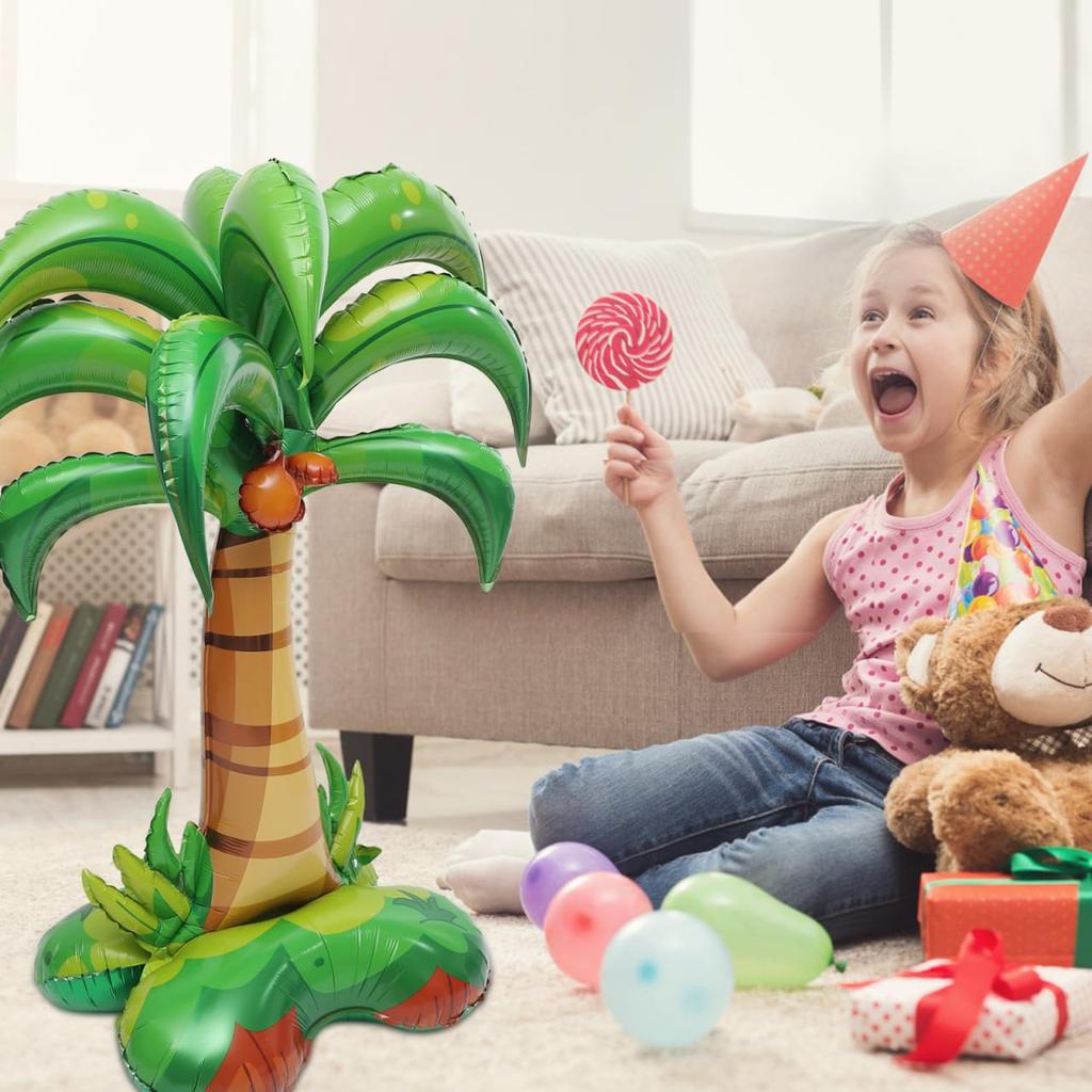 VICASKY Palm Tree Balloons, 3-Piece Set, Large Inflatable Foil Balloons for Hawaiian Party Decorations, 52x37x64 Inches, for Indoor and Outdoor Use