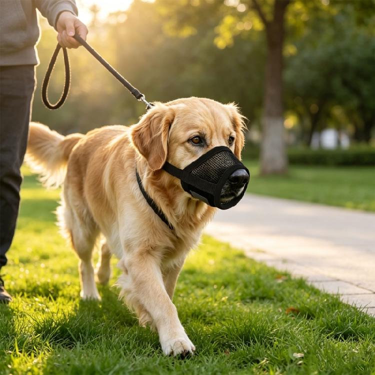 Training Use Dog Mouth Cover with Soft Fabric Panel and Stable Hold for Daily Routine and Public Guidance Care
