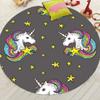 Crystal Velvet Cute Unicorn Round Rug, Cartoon Animal Non Slip Floor Mat for Living Room, Bedroom, Kids Play Area, Office Decor
