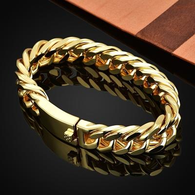 Fashion Men's Jewelry Vacuum Electroplated Golden Plated Double Woven Bracelet Thick Style Hip-Hop Colors