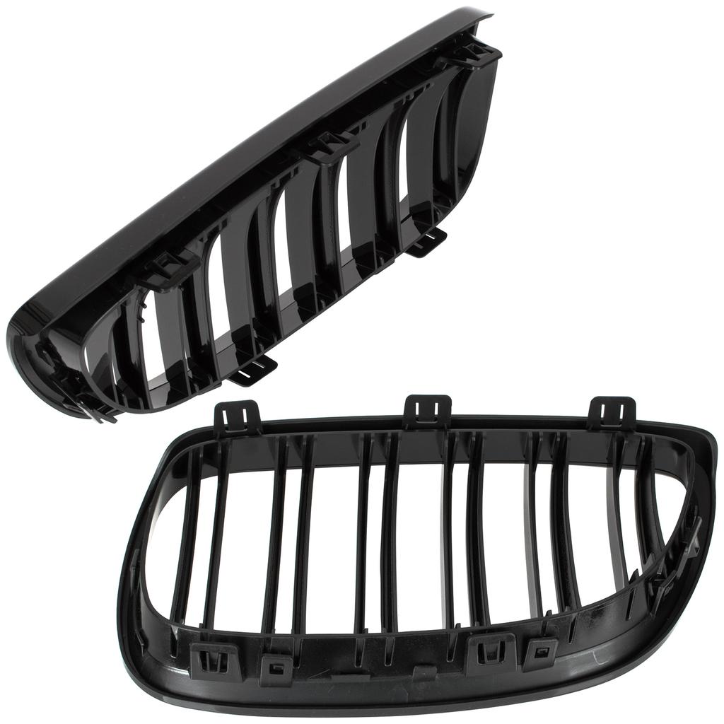 BMW 3 E92 E93 06-10 Kühlergrill-Einsätze zwischen den Scheinwerfern (Nieren) linkes + rechtes Set SCHWARZ GLÄNZEND DOPPELSTREIFEN