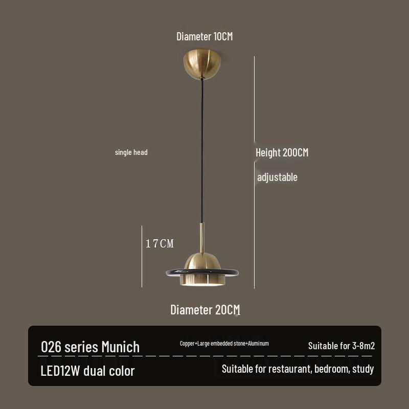 Nordische minimalistische Kupfer-Marmor-Pendelleuchte für Schlafzimmer, Café, Restaurant oder Bar