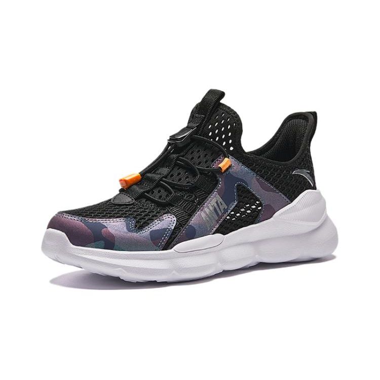 Anta Kids Non-Slip Wear-Resistant Breathable Casual Shoes Kids Shoes Black Silver A312428862-5