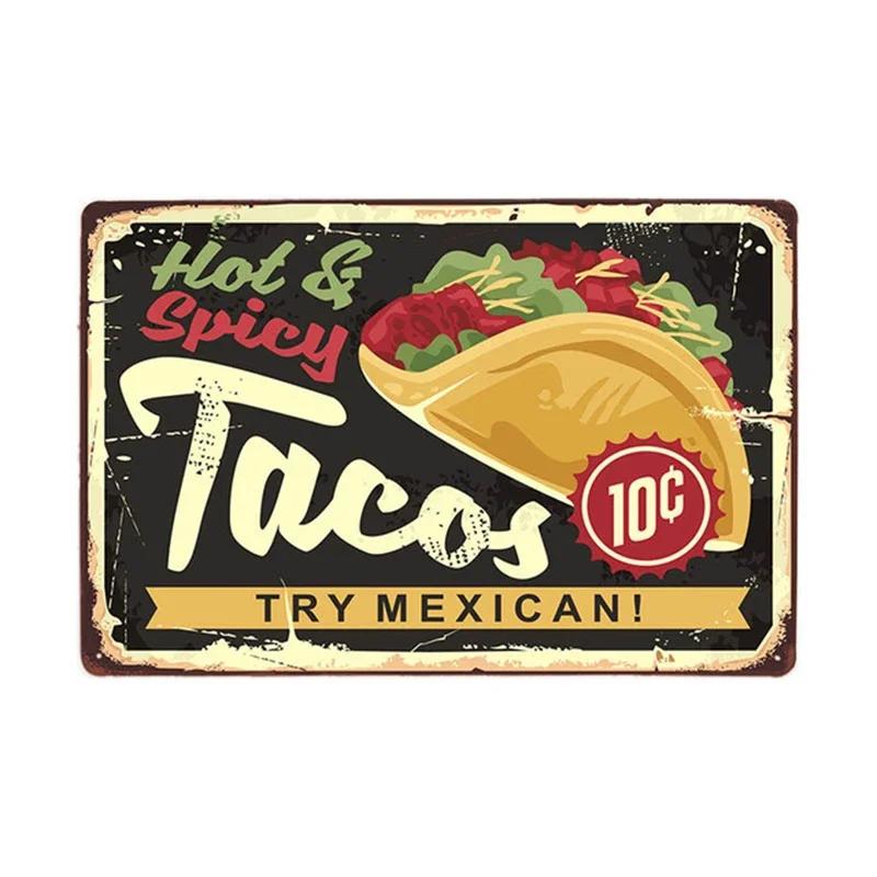 Fried Chicken,Cake,Cheese, Beef Steak Metal Tin Sign Vintage Plate Plaque Iron Painting Pin Up Wall Decor For Restaurant Kitc