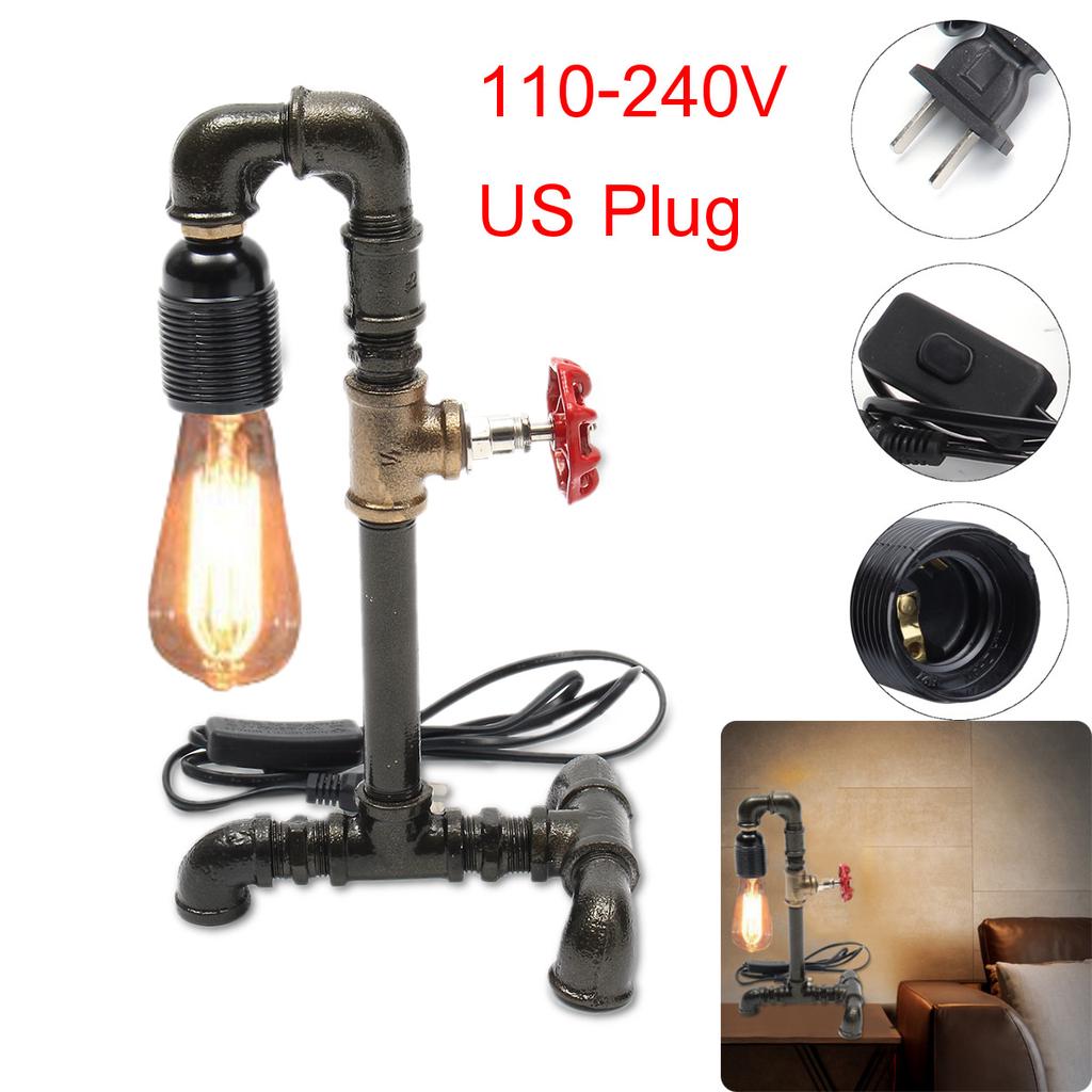 Industrial Steam Punk Style Pipe Light Steampunk Desk Table Bedroom Lamp Light