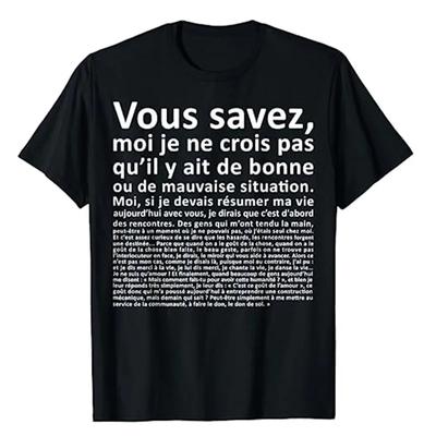 VOUS SAVEZ Monologues D Otis Classic T-Shirt Funny Letters Printed Sayings Graphic Tee Tops Humorous Personality Outfit Gifts T-Shirts Men’s