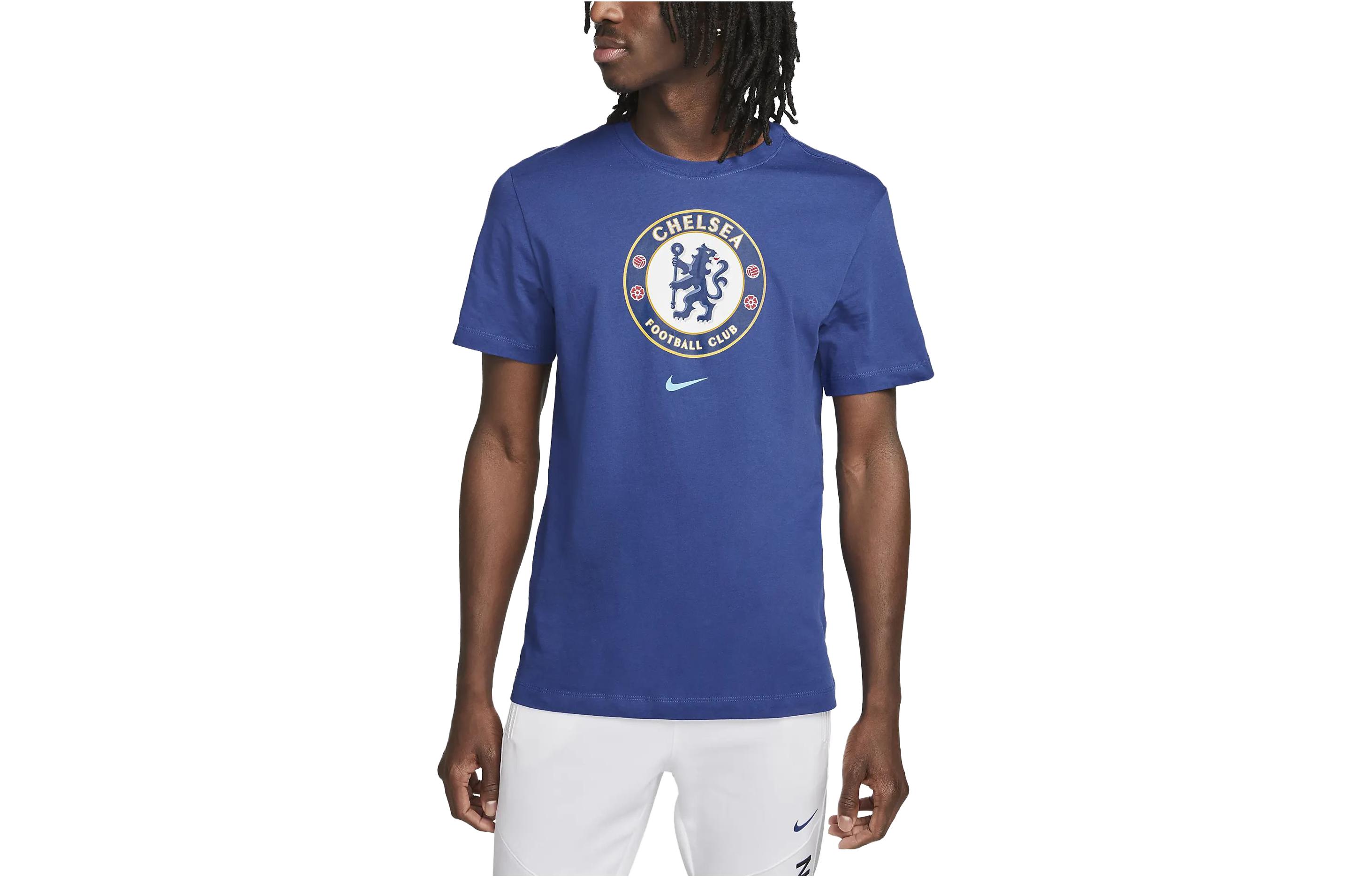 

Nike T Shirts Men s Blue Crew Neck Moderate Straight Fit DJ1304-495 M