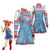 Sweet Dada Circus Clown Costume Halloween Cosplay Horror Doll Maid Dress Revival Set