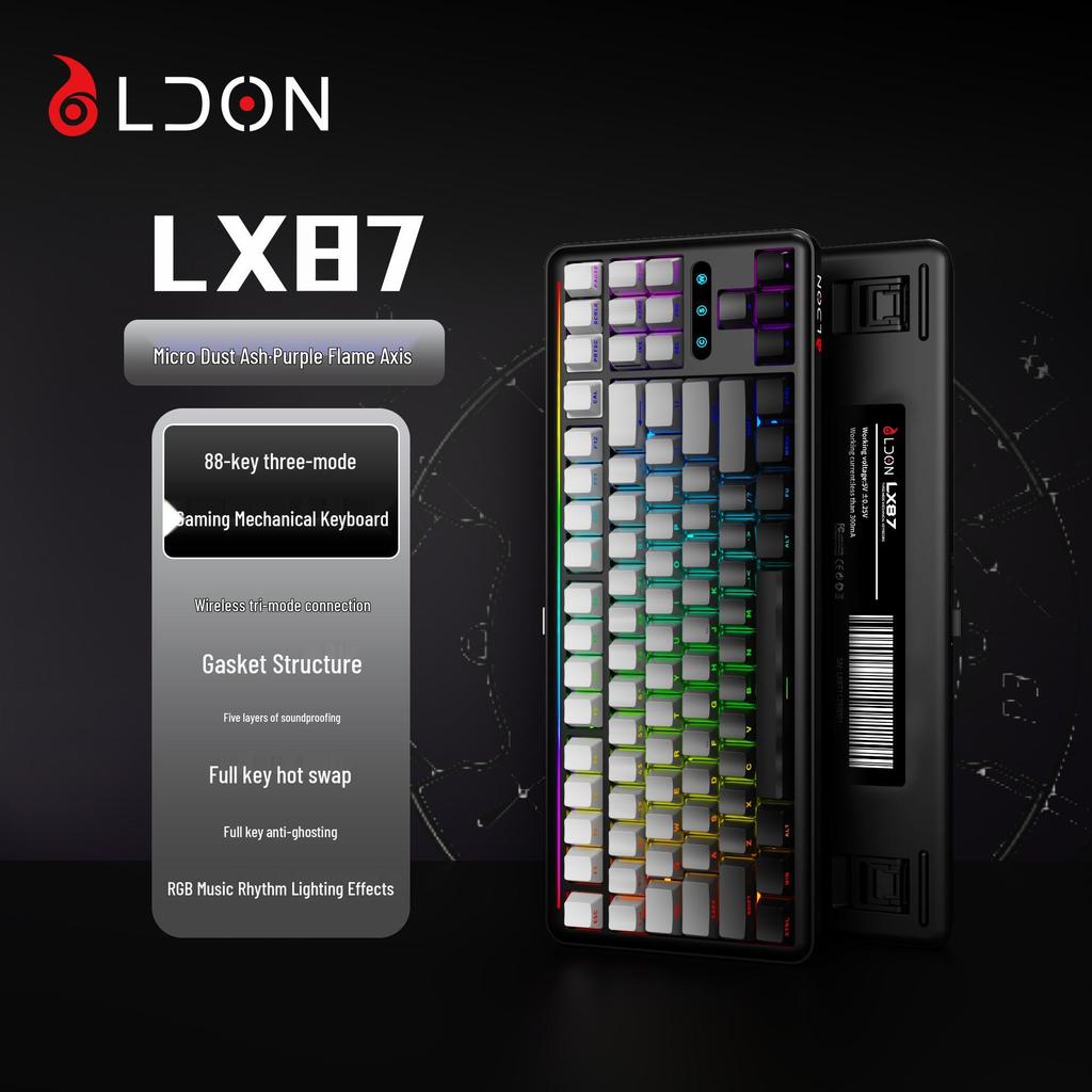 LDON LX87 Tri-Mode Wireless Mechanical Keyboard: Hot-Swappable RGB, Bluetooth & 2.4G, Customizable Gaming Keyboard.