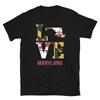 Love Maryland American Flag Gift Design Unisex T-Shirt