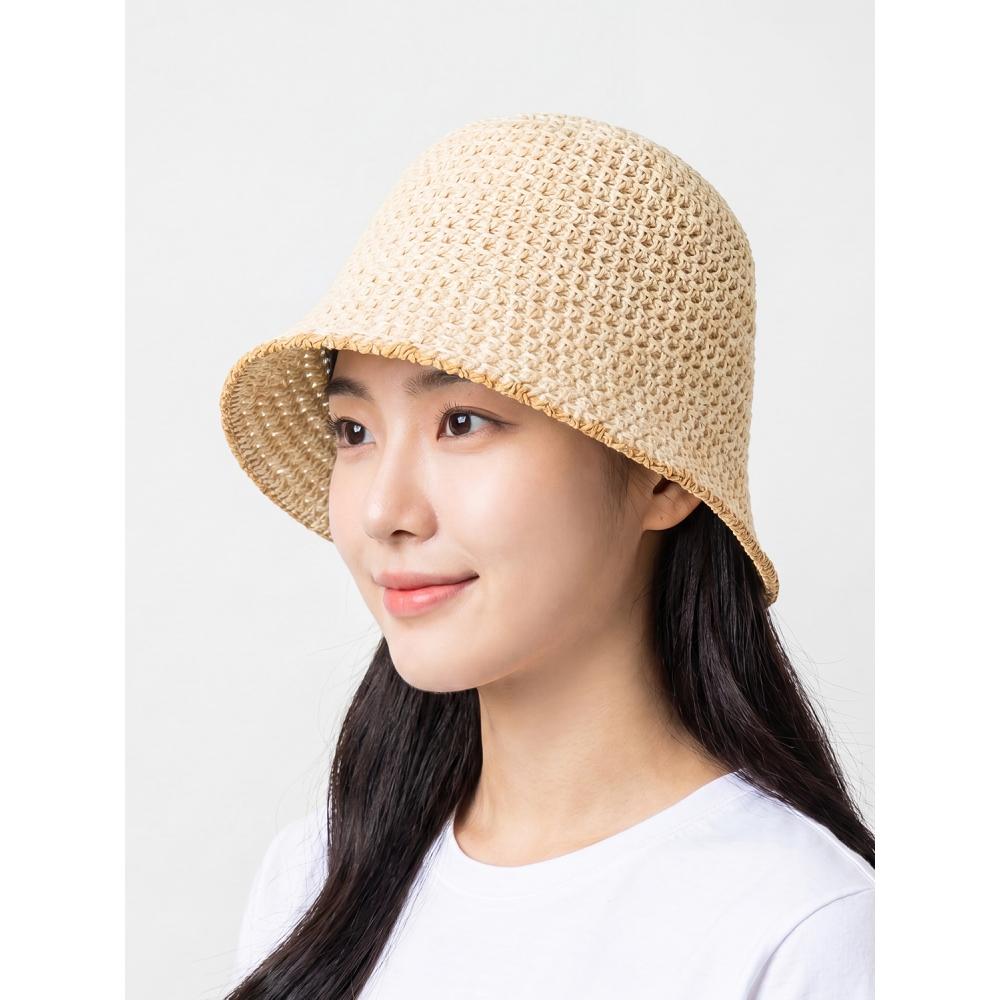 Daiso Color Woven Bungee Hat Ivory