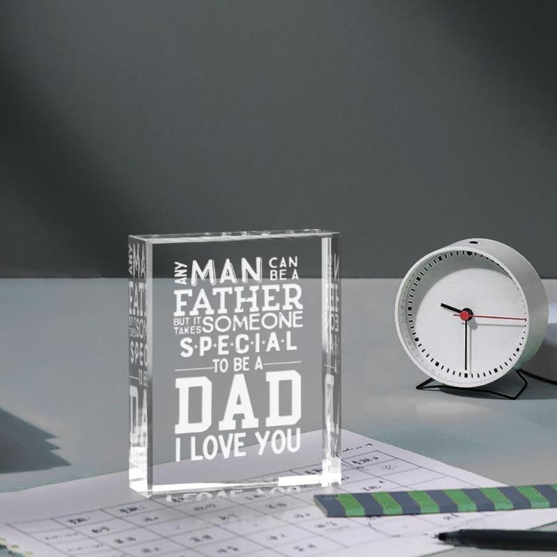 Kristall-Erinnerungsgeschenk für Papa von Tochter Sohn - Acryl Vatertag Weihnachten Geburtstag Geschenk mit "Ich liebe dich" Botschaft, Herzlich Sentimentale Erinn