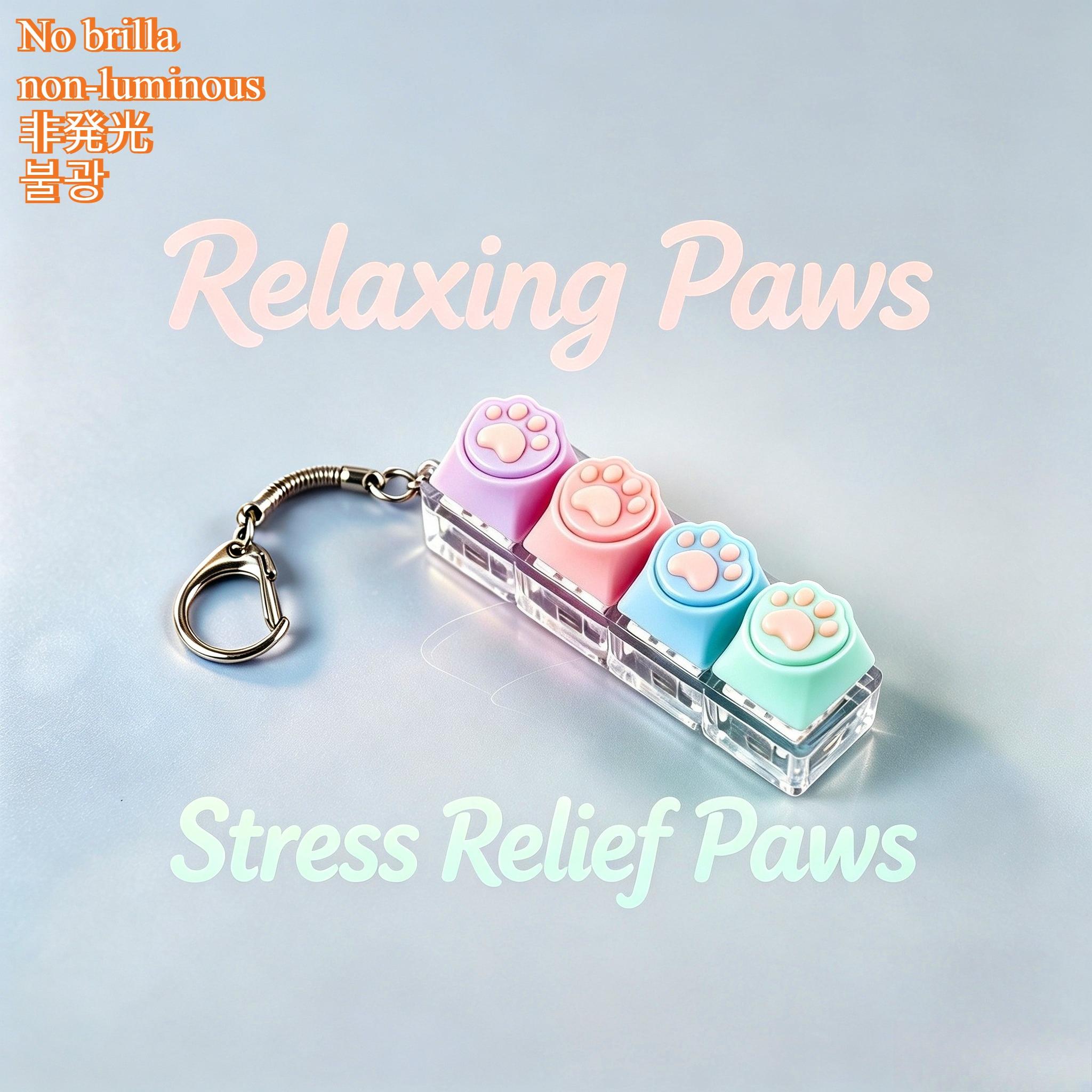 1/5 stuks Draagbare Siliconen Kattenpoot Clicker Sleutelhanger Fidget Speelgoed Toetsenbord Stijl Knop Stress Angst Verlichting Cadeau