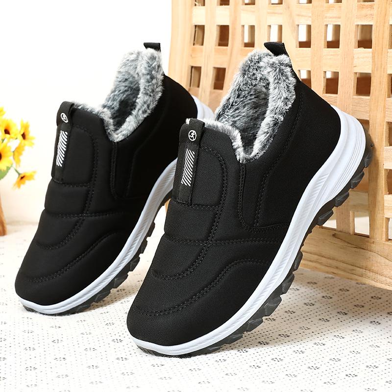 Women's Winter Thick-Soled Cotton Boots with Plush Lining, Warm Plus-Size Option for Couples, One-Piece Design.