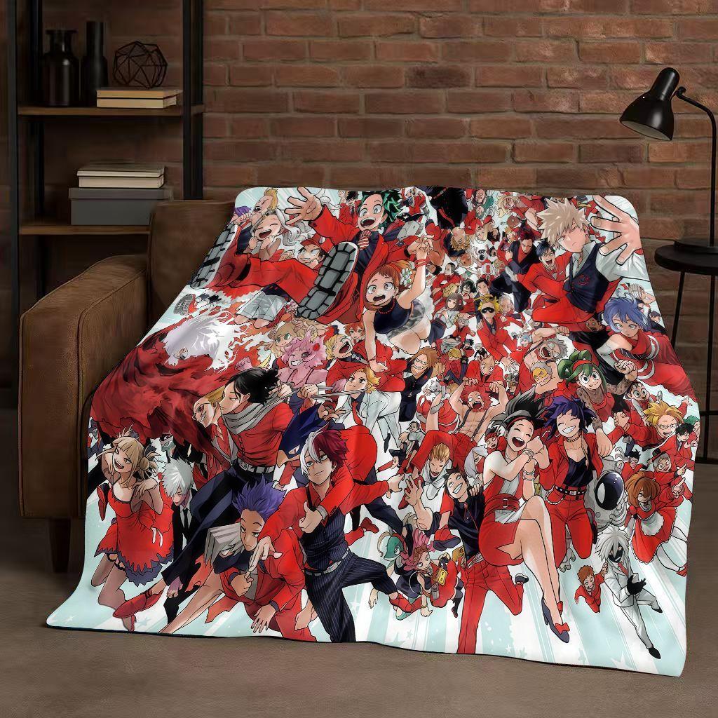 HD Anime My Hero Academia Bakugou Deku Cartoon Flannel Blanket,Ultra Soft Warm Plush Throw for Home Bedroom Bed Sofa Cover Kids