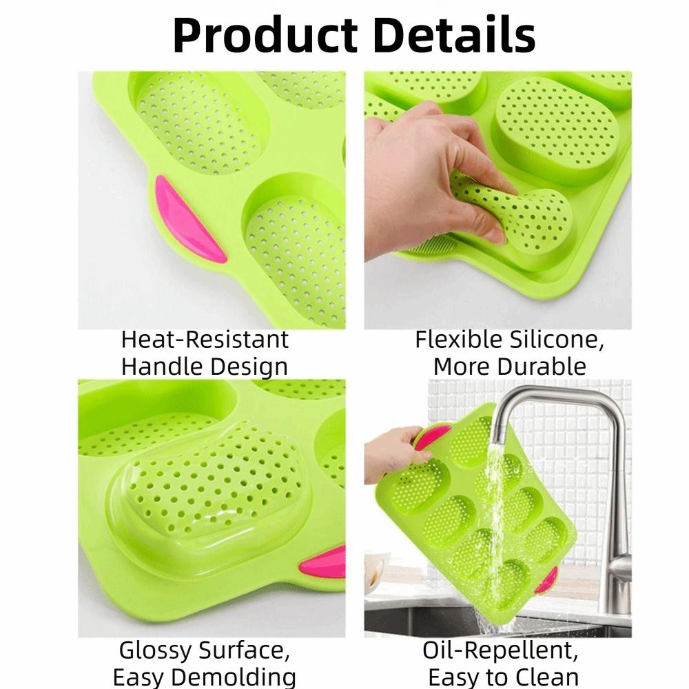 8 Grids Bread Baking Form Silicone Hamburger Bun Mold Silicone Baking Pan  Kitchen Bakeware