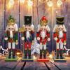 Traditional 25cm Wood Nutcrackers Shaped Figurine Christmas Theme Desktops Ornament Tabletop Statue Party Accessory