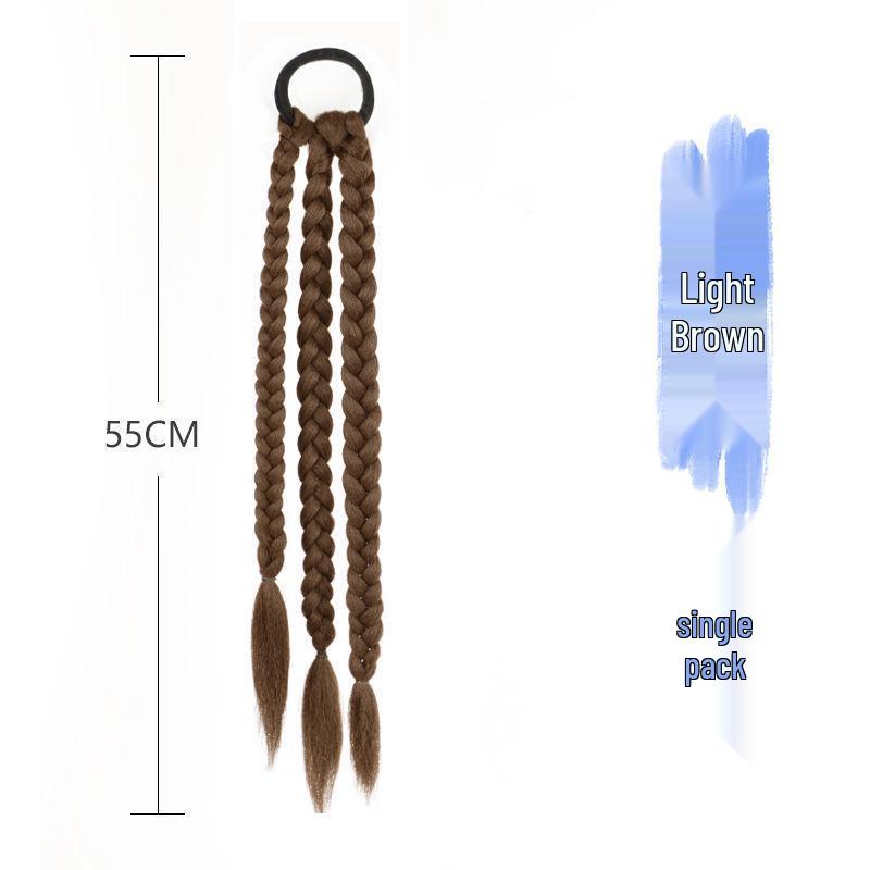 Women's Highlighted Bubble Boxer Braids Wig - Three-Strand Pigtails