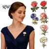 Anti Oxidation Flower Brooches Women Enamel Brooch, Rose Peony Carnation Lapel Pin, Bridal Pins Oil Dripping Floral Badge for Coats Dresses