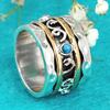 Ethnic Style Retro Imitation Turquoise Elegant Ring, Women's Design Sense, Personality, Dazzling Zircon and Accessories