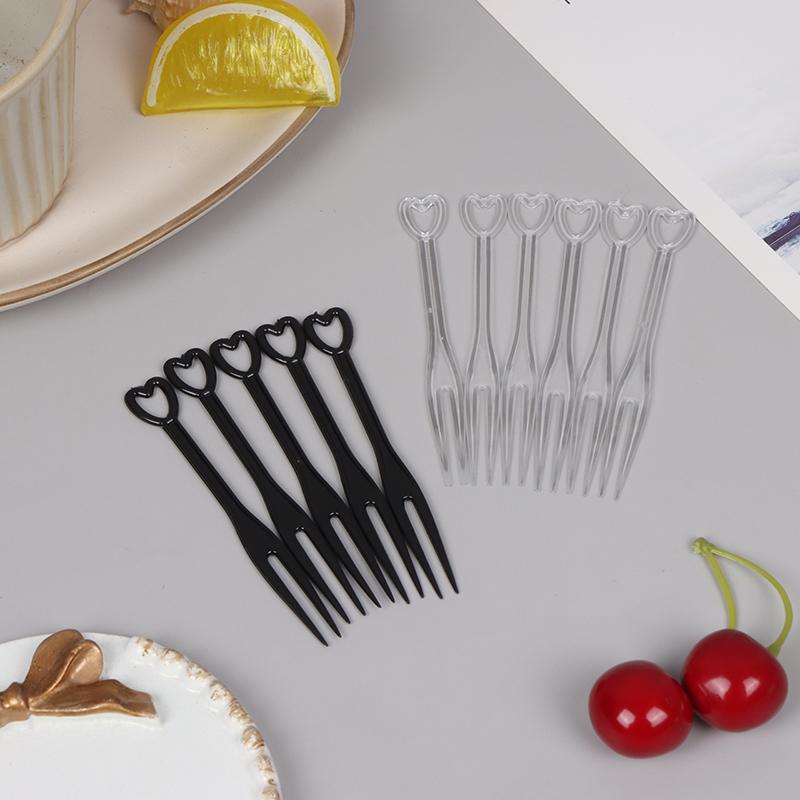 100Pcs/Bag Fruit Fork Mini Clear Plastic Forks Home Dining Food Cake Fruit Fork