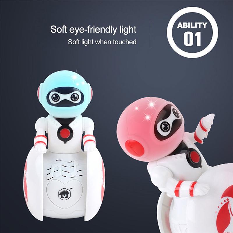 Multifunctional Children Cartoon Induction Tumbler Smart Sound Light Music Robot Toy