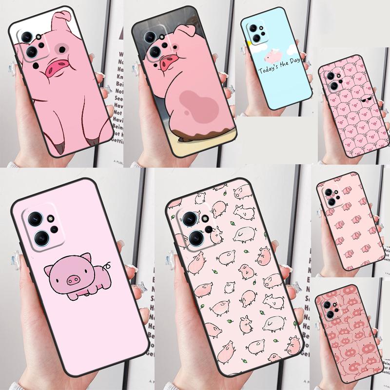 Cute Pink Pig For Xiaomi Redmi Note 13 14 Pro 12 11 9 10 9S 10S 11S 12S Redmi 14C 13C 10C 12C Phone Case